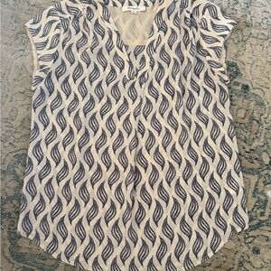 Stylish Navy and Cream Patterned Blouse